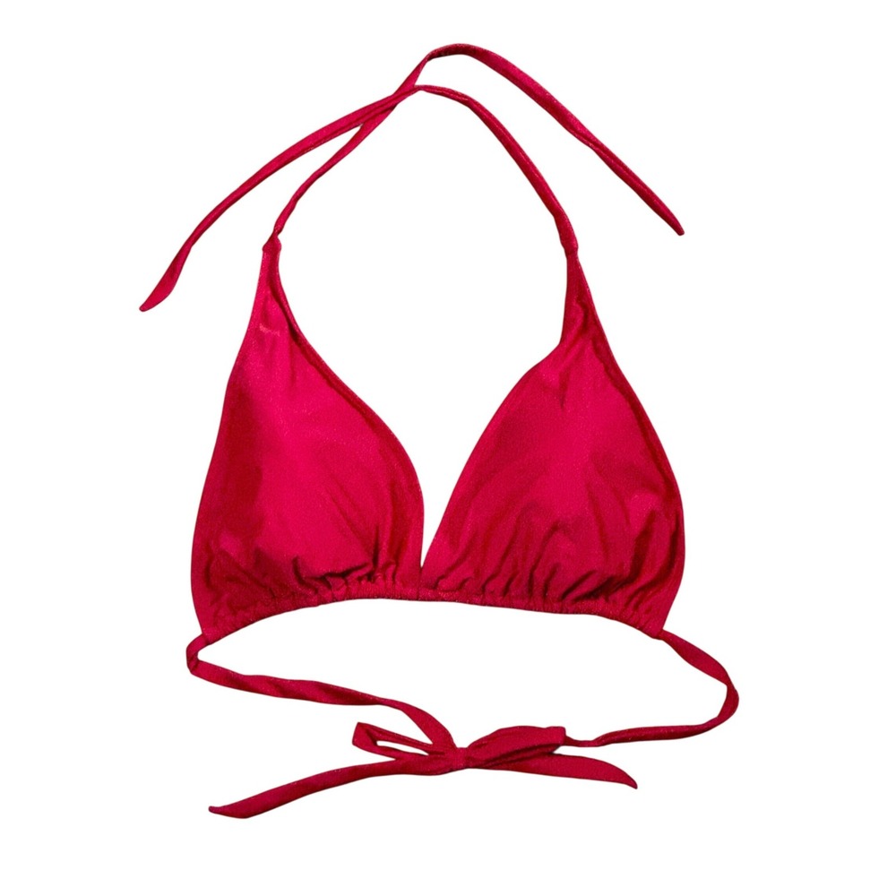 $79 Ocean Blues Womens Little Red Bikini Top Halter Adjustable Triangle XXL Red